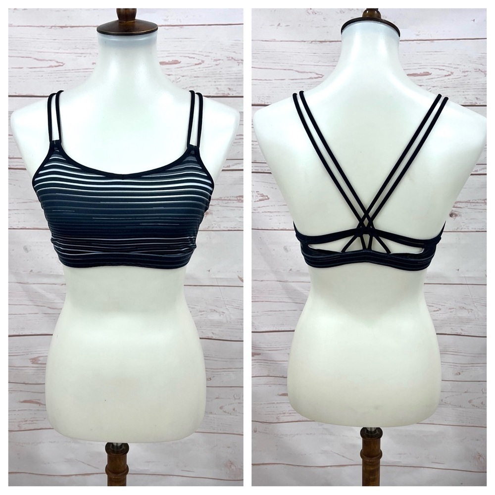 Lululemon Make A Move Strappy Sports Bra Twisted Dune Silver Fox Black Striped
